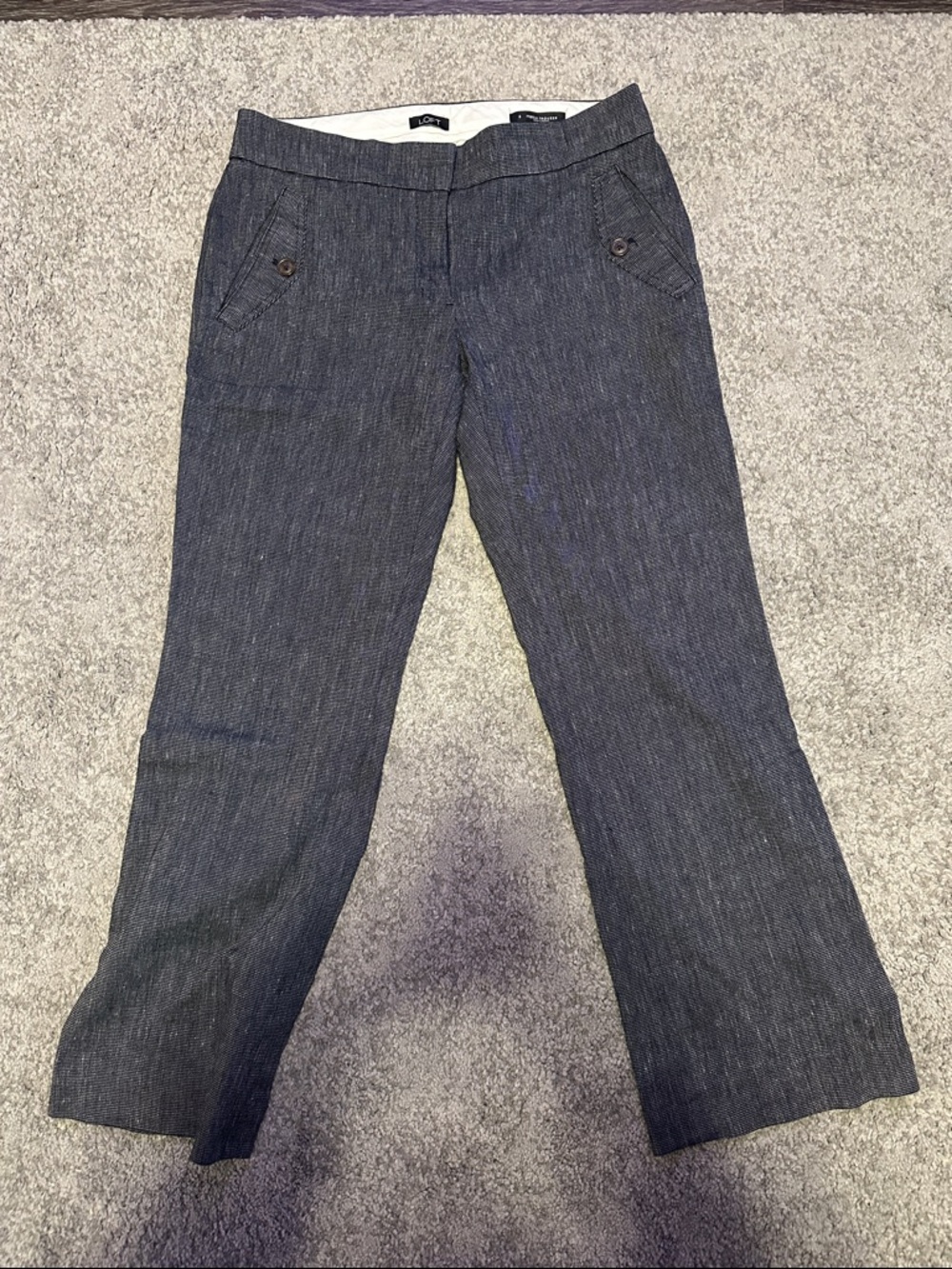 LOFT Women's Navy Pinstripe Dress Pants